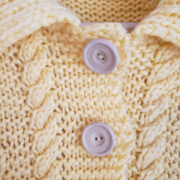 Vintage Handmade Knit Yellow Toddler Sweater Baby 80s 90s 2T Cottagecore Knit - Picture 3 of 6